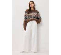 Happiness Istanbul Women's Wide Leg Jogger Pants with Drawstring Closure in Ecru | Size: Large Happiness Istanbul Ecru L