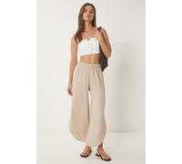 Happiness Istanbul Women's Wide Leg Textured Pull-On Trousers in Cream | Size: Small Happiness Istanbul Cream S