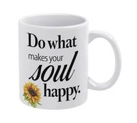 Happiness Quote Sunflower Mug Do What Makes Your Soul Happy Mug Funny Coffee Mug,Man Cave Prints,The Best Gift for Colleagues, Parents, and Grandparents, 110z Men and Women