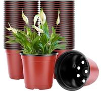 Happiness0401 100 Pack 9cm Plants Nursery Pots,Reusable Plastic Terracotta Bucket Herb Flower Pots Planter Seed Trays for Vegetables,Flowers,Herbs,Cuttings, Succulent, HP24227