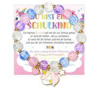 Happirra School Gift, School Cone Unicorn Bracelet School Child Girl with Card, First Day of School Gifts Lucky Bracelet, School Start School Cone Filling Unicorn Gifts for Girls
