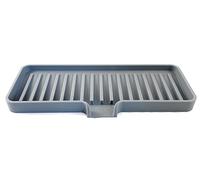 Happitasa Silicone Soap Dish Tray and Sponge Holder with Drain Chute | Bathroom and Kitchen Sink Organizer Caddy (Grey, 9"x3.5", 5.6 Ounces)