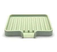 Happitasa Silicone Soap Dish Tray and Sponge Holder with Drain Chute, Pack of 2 | Bathroom and Kitchen Sink Organizer Caddy (Pistachio, 5.2"x4", 7.2 Ounces)