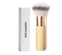 HAPPITON Large Face Makeup Brush with Wooden Handle - Multi-Use for Liquid, Cream & Powder - Buffing, Stippling & Concealer for Flawless Full Coverage & Seamless Blend