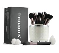HAPPITON Makeup Brushes Set 17PCS Beauty Tool Kits for Eye Face Foundation Blender Concealer Makeup Brush With Rotating Turnable Holder