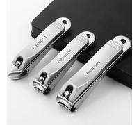 HAPPITON Nail Clippers Set 3PCS Stainless Steel Fingernail Toenail Clipper Cutters Pedicure Tools for Women&Men with Storage Case (Silver)