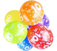 Happium 10th Birthday 12" Multicoloured Numbers Printed Latex Age Balloons, Digit 10 for Girls Boys 10 Year Old Decorations, 10th Anniversary Party (Pack of 10)