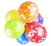 Happium 10th Birthday Balloons, 12" Multicoloured Numbers Printed Latex Age Balloons, Digit 10 for Girls Boys 10 Year Old Decorations, 10th Anniversary Party (Pack of 10)