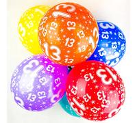 Happium 12" Latex Assorted Balloons Age 13, Birthday Balloons Number 13, Pack of 10 (Multicolour)