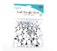 Happium 200 Pieces Wiggle Googly Eyes Self Adhesive Assorted Black White Eyes for DIY Crafts Decoration, Self-Adhesive, Sizes 6mm, 10 mm, 15mm, Soft Doll Making Plush Crochet