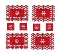 Happium 8 Pieces Red Felt Christmas Snowflake Place Mat and Coaster Set - 4 Place Mats + 4 Coasters, Red Snowflake Christmas Felt Table Placemats Heat Resistant Xmas Placemats Dinner Mats Christmas