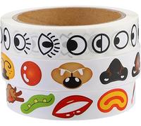 Happium Face Stickers, 3 Face Expression Sticky Rolls - 3000pcs Creative Googly Eye Nose Mouth Funny Sticker for Children - Cartoon Scrapbook Decals for Kids Adults Teacher, Party Favors, Rewarding