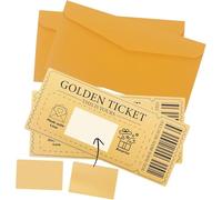 Happium Golden Ticket Set of 2, Scratch Off Surprise Gift Reveal with Envelope, Scratch Card for Birthday, Wedding, Concert, Cinema Voucher Raffle, Gift Card for Kids, Women, Men