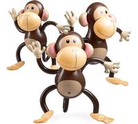 Happium Large Inflatable 3pcs Monkey 27-Inch Monkeys for Baby Shower, Safari, Jungle Theme Party Decorations, Blow Up Animal Party Favours and Decorations for Kids and Toddlers