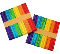 Happium Lollipop Sticks, 100 Pieces Lolly Sticks for Craft Wooden Popsicle Sticks Thick Craft Sticks Ice Cream Sticks Bars Multicolour