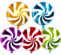 Happium Sweet Candy Balloons Set, 5 Pcs, Round Lollipop, 18 inches | Candy Land Party Decoration, Birthday Candyland Birthday Party Decoration