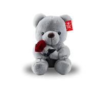 Happium Valentine's Plush Teddy with Rose 27cm Teddy Bear Rose, Cute Valentine's Day Plush Teddy Bear Doll Toys, Bear Decor Valentine's Day (Grey)