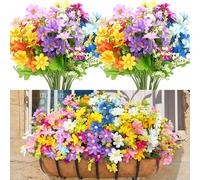 Happivue 12 Bundles Artificial Daisy Fake Flowers Wildflowers 6 Colors Silk Artificial Flowers Outdoor, UV Resistant Daisy Faux Flowers for Garden Home Decor Porch Pot Vase Window Decorations