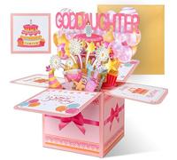Happivue Goddaughter Birthday Cards, Personalised Sweet Gifts Pink Pop Up Happy Birthday Card for Goddaughter, 3D Greeting Cards for Girls Adult, Decoration Keepsake Gift for God Daughter