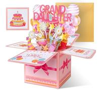 Happivue Granddaughter Birthday Cards, Pink Sweet Pop Up Happy Birthday Card for Granddaughter, Gifts from Grandpa Grandma, 3D Greeting Cards for Girls Female Adult, Decoration Keepsake Gift for Her