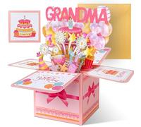 Happivue Grandma Birthday Card, Sweet Pink Pop Up Nana Birthday Cards, Personalised Birthday Gifts for Grandma from Granddaughter or Grandson, 3D Greeting Cards for Nan, Nana, Nanny, Granny