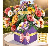 Happivue Happy Birthday Cards for Women, 3D Popup Daisy Flower Bouquet Happy Birthday Cards for Mum, Floral Design Pop Up Greeting Cards for Wife Mom Daughter Sister Female Special Friends