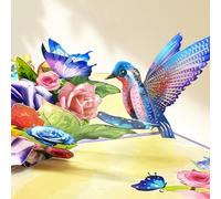 Happivue Hummingbird and Flowers Birthday Cards for Women, 3D Pop Up Birthday Card for Female, Pop-up Gift Card for for Daughter Wife Sister Mum, Greeting Card for Thank You, Get Well, Retirement