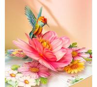 Happivue Pop Up Birthday Cards for Women, 3D Hummingbird Flowers Happy Birthday Cards for Women with Envelope and Blank Note, Popup Greeting Card for Sister, Mum, Daughter, Wife, Special Friend