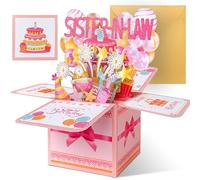 Happivue Sister In Law Birthday Cards, 3D Gifts Sweet Pop Up Happy Birthday Card for Sister-In-Law, Special Birthday Gift for Her, 3D Greeting Gifts Ideal Presents Cards Keepsake for Female