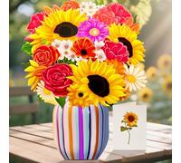 Happivue Sunflower Pop Up Birthday Cards for Women, 3D 12 Inch Life Sized Forever Flower Bouquet Get Well Card for Women, Happy Birthday Cards, Greeting Card for Anniversary Thinking of You Thank You