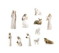 Happlignly 10PCS Christ Nativity Statue Christmas Crib Statue Nativity Scene Set Christmas Crib Statue