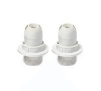HAPPOW 2 Pack E14 Lamp Holder, White Edison Screw Lamp Holder with Plastic Shell Light Bulb Socket, E14 Pendant Socket & Lampshade Ring for Most Bulbs