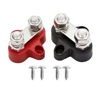 HAPPOW 2PCS Bus Bar Power Distribution M8 Terminal Block, 12V-48V DC Bus Bar with Dual Studs, Positive & Negative Battery Junction Post for Auto Car Marine Boat（Red and Black）