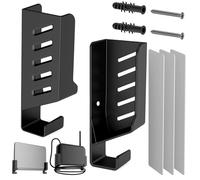 HAPPOW 2Pcs Universal Wall Mount for Routers/TV Box/Laptop/Network Switches/Modems,Universal Router Shelf, Universal Wall Mount Stand Compatible with TP-Link, Mi Box, Apple TV, Sky Q (Black)