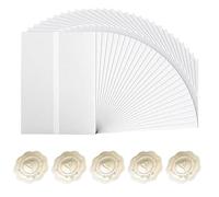 HAPPOW 50 PCS 7x5 Inch Vellum Jackets, Pre-Folded Translucent Vellum Paper Wraps for Wedding Invitations, Baby Shower, Birthday Cards, DIY Crafts, Photos, Postcards & Scrapbook (Includes Stickers)