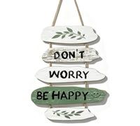 HAPPOW Inspirational Quotes Wall Art, Wooden Wall Art Inspirational Quotes Hanging Sign, "Don't Worry Be Happy" Room Decor, for Home Bedroom Living Room Kitchen Office Decor, 41.5 x 22.5 cm