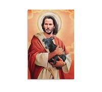 HAPPOW Keanu Reeves Jesus Meme Poster Decorative Painting Canvas Wall Art Decor for Home Bedroom Decor Posters 08x12inch(20x30cm)