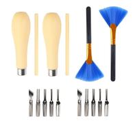 HAPPOW Lino Cutting Tools, Lino Cutting Printing Tool Kit with 10 Blades and 2 Cleaning Brushes, Linoleum Cutter Tools for Rubber,Printmaking Engraving, Lino Wood, and Handicrafts Engraving