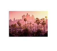 HAPPOW Los Angeles California City Skyline Sunset Landscape Poster Decorative Painting Canvas Wall Posters And Art Picture Print Modern Family Bedroom Decor Posters 08x12inch(20x30cm)