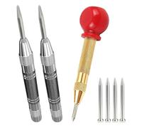 HAPPOW Pack of 3 Automatic Centre Punch Spring Punch Metal Tool Centre Hole Punch with 4 Replacement Tips for Metal, Wood, Glass and Thin Steel Sheets