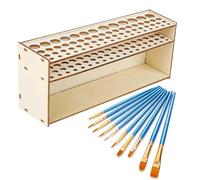 HAPPOW Paint Brush Holder with 10 Paintbrush,Wooden 67 Hole Citadel Paint Rack,Wall-Mounted Brush Holder, for Brushes, Sketch Pens, Colored Pens, Cosmetics