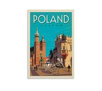 HAPPOW Vintage Travel Poster Krakow Poland Landscape Poster Decorative Painting Canvas Wall Posters And Art Picture Print Modern Family Bedroom Decor Posters 08x12inch(20x30cm)