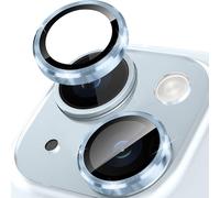 Happtkey Camera Protection for iPhone 15 Plus, 9H Tempered Glass for Rear Camera Cover, Individual Lens Protection Film with Aluminium Alloy Metal Ring, Camera Lens Protector Phone Accessories