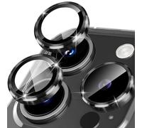 Happtkey Camera Protection for iPhone 15 Pro Max, 9H Tempered Glass for Rear Camera Cover, Individual Lens Protection Film with Aluminium Alloy Metal Ring, Camera Lens Protector Phone Accessories