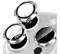 Happtkey Camera Protection for iPhone 15 Pro Max, 9H Tempered Glass for Rear Camera Cover, Individual Lens Protection Film with Aluminium Alloy Metal Ring, Camera Lens Protector Phone Accessories