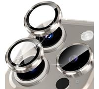 Happtkey Camera Protection for iPhone 15 Pro Max, 9H Tempered Glass for Rear Camera Cover, Individual Lens Protection Film with Aluminium Alloy Metal Ring, Camera Lens Protector Phone Accessories