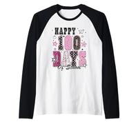Happy 100 Days of School Leopard Checkered 100th Day Girls Raglan Baseball Tee