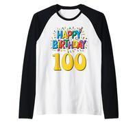 Happy 100th Birthday Apparel Milestone Celebration Raglan Baseball Tee