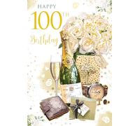 Happy 100th Birthday Card Male Foil Finish 9" x 6" Lovely Verse