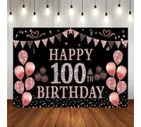 Happy 100th Birthday Party Photography Backdrop Banner 100 Birthday Party Decoration Supplies Gold Pink Background Banner Poster